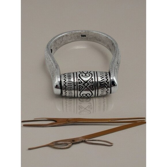 Rare Brighton Sayan Spinner Roller Sterling Silver 925 Hearts Scroll Ring Size 9 - Picture 1 of 5